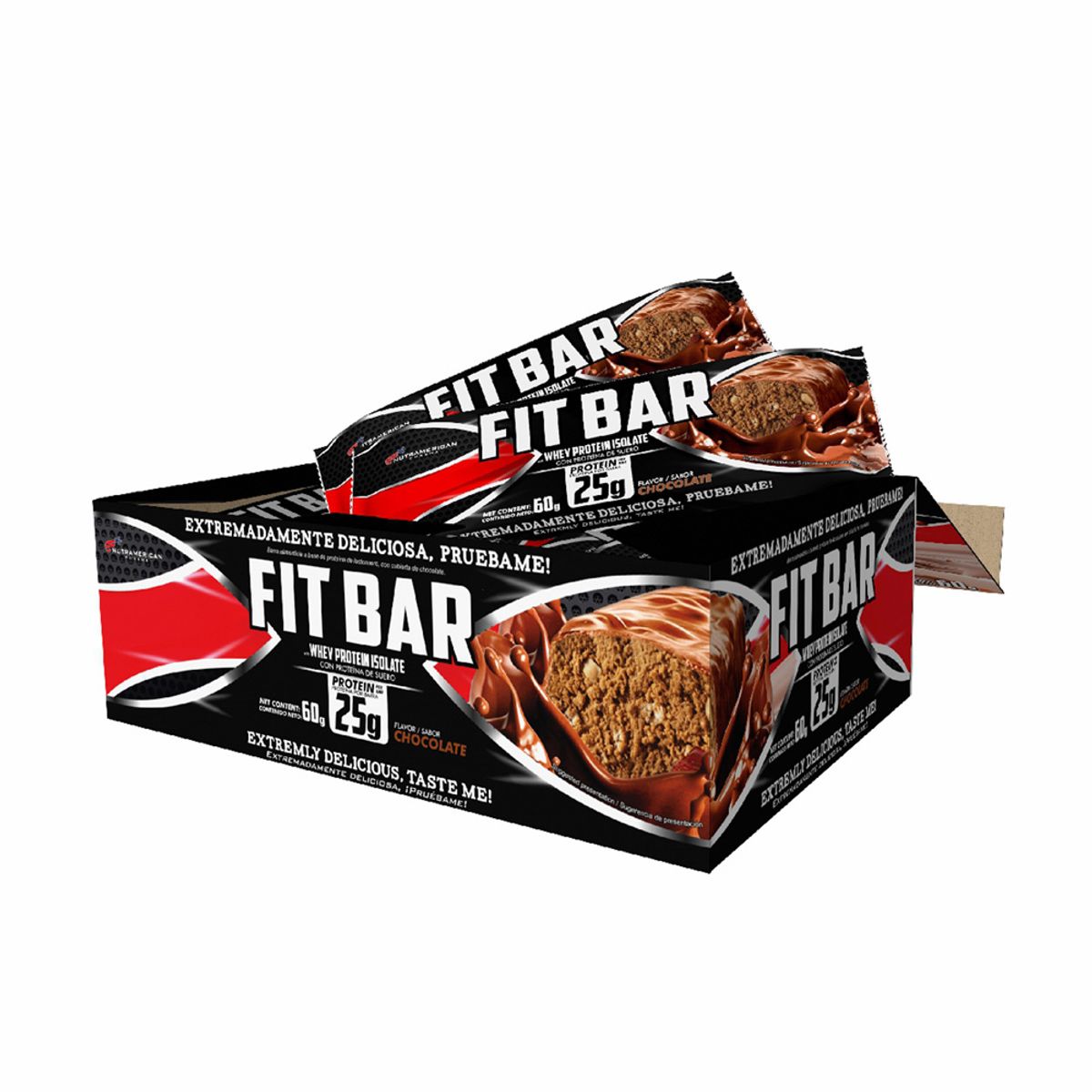 MEGAPLEX - Barra de Proteina FIT BAR Chocolate Caja X 12 und  60 g 720 g