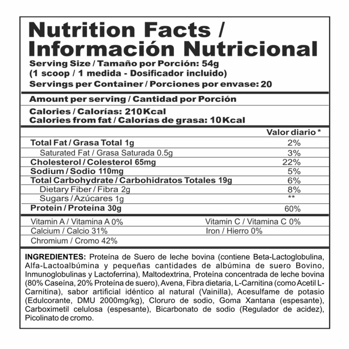 MEGAPLEX - Proteina Con L-carnitina BIPRO RIPPED Vainilla 2.4 lb 1080 g