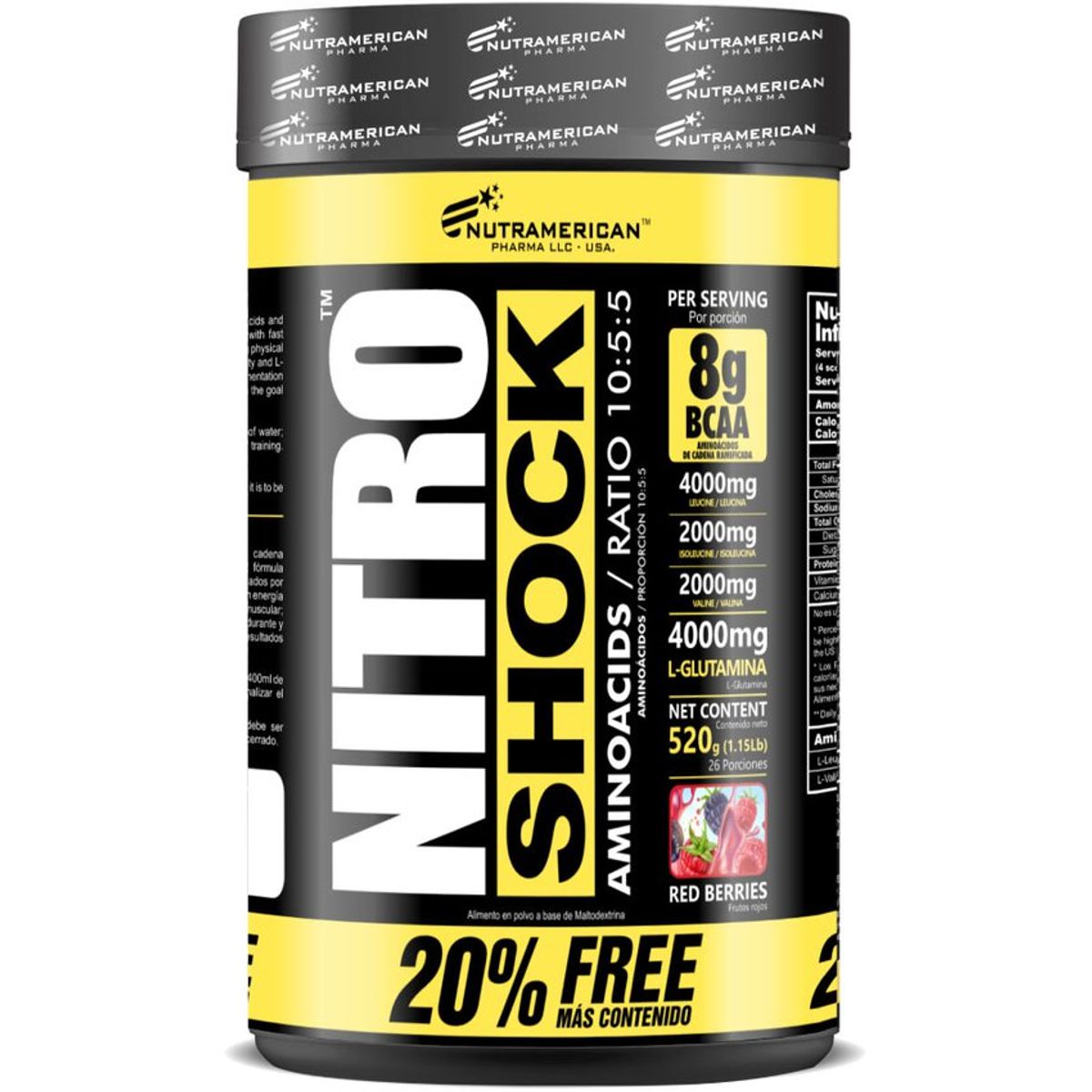 MEGAPLEX - Aminoacidos NITRO SHOCK Frutos Rojos 1.1 lb 526 g