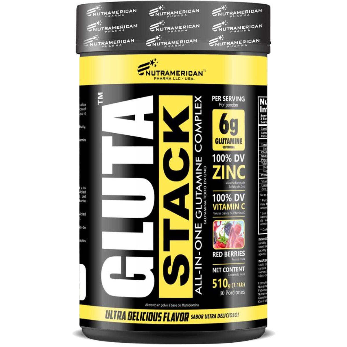 MEGAPLEX - Glutamina GLUTA STACK Frutos Rojos 1.1 lb 510 g
