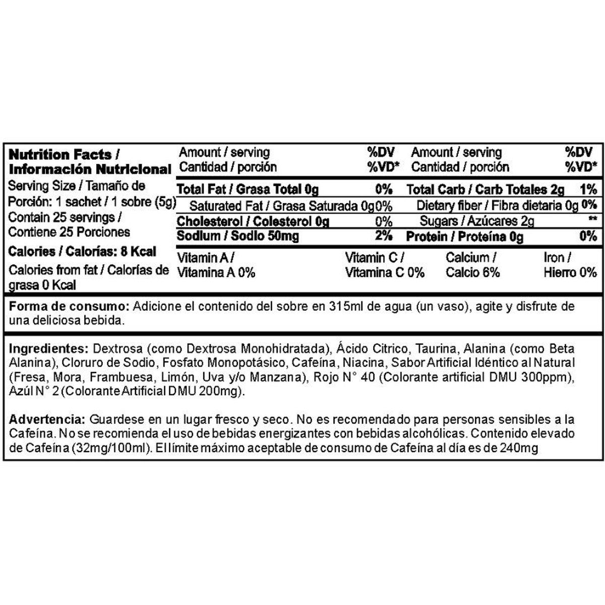 MEGAPLEX - Energy X 112.5 gr - Bebida Energizante