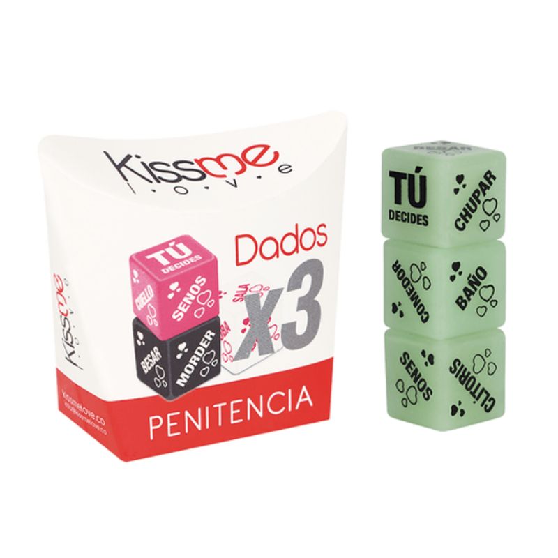 GENERICO - Dados Penitencia Luminosos X3 Kiss Me