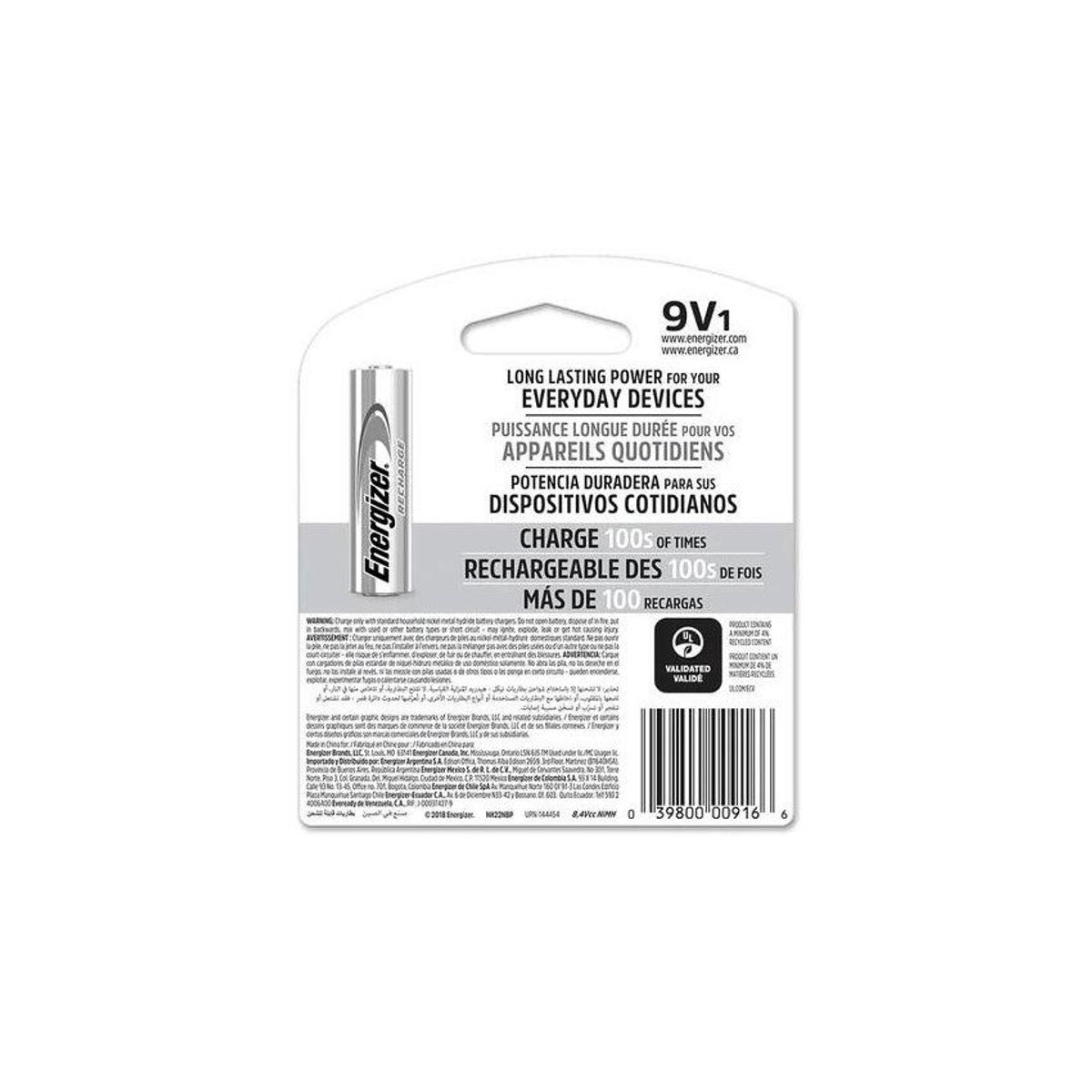 ENERGIZER - Pilas Recargables Energizer 9V x1 Und