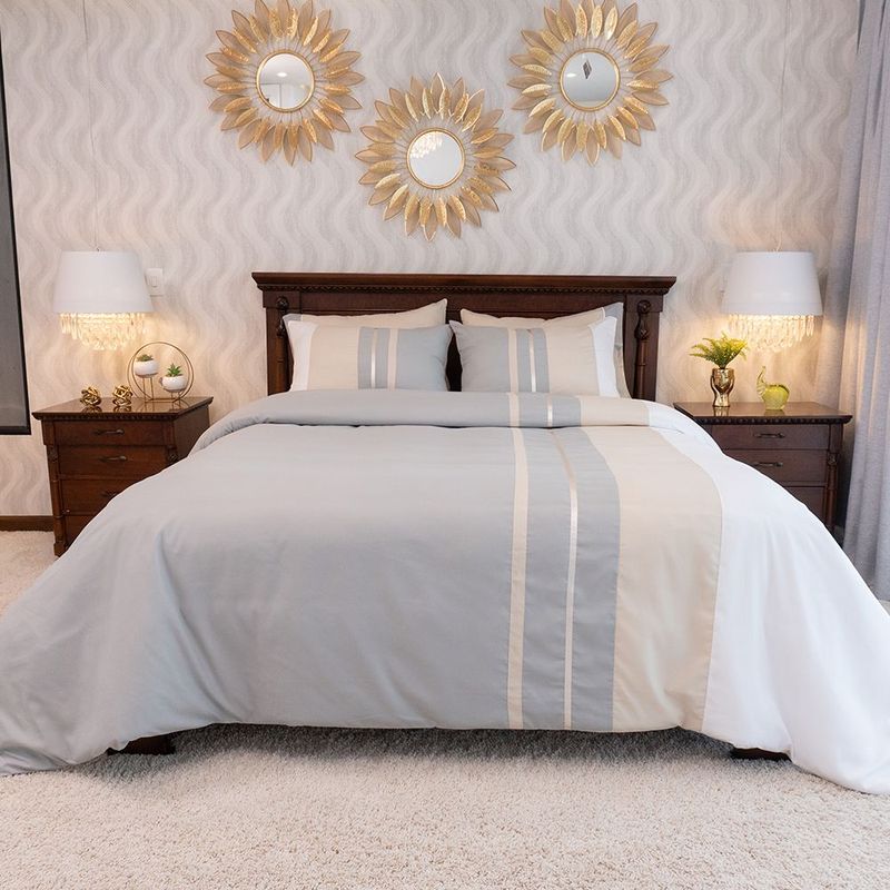 AMARE HOME - Duvet Cover Gray - Colección Ilusión 6 Piezas Queen.