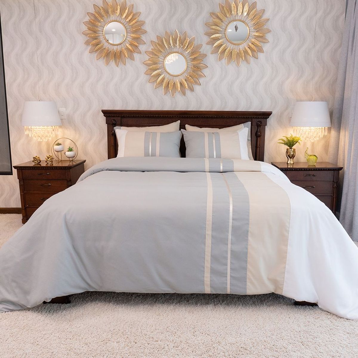 AMARE HOME - Duvet Cover Grey - Colección Ilusión 6 Piezas King.