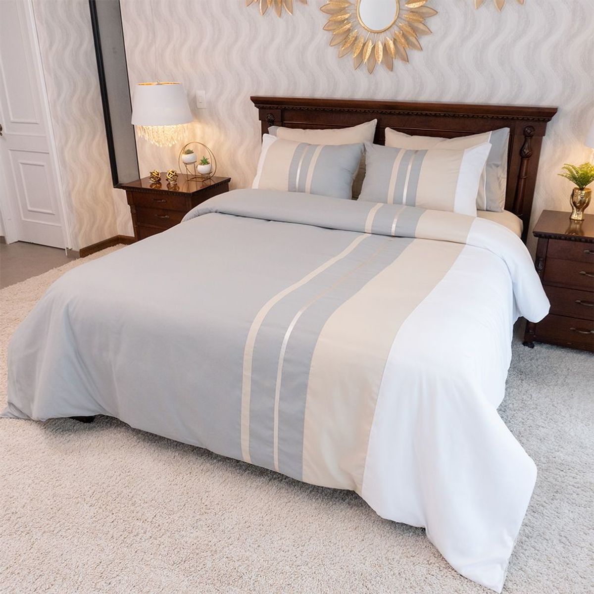 AMARE HOME - Duvet Cover Grey - Colección Ilusión 6 Piezas King.