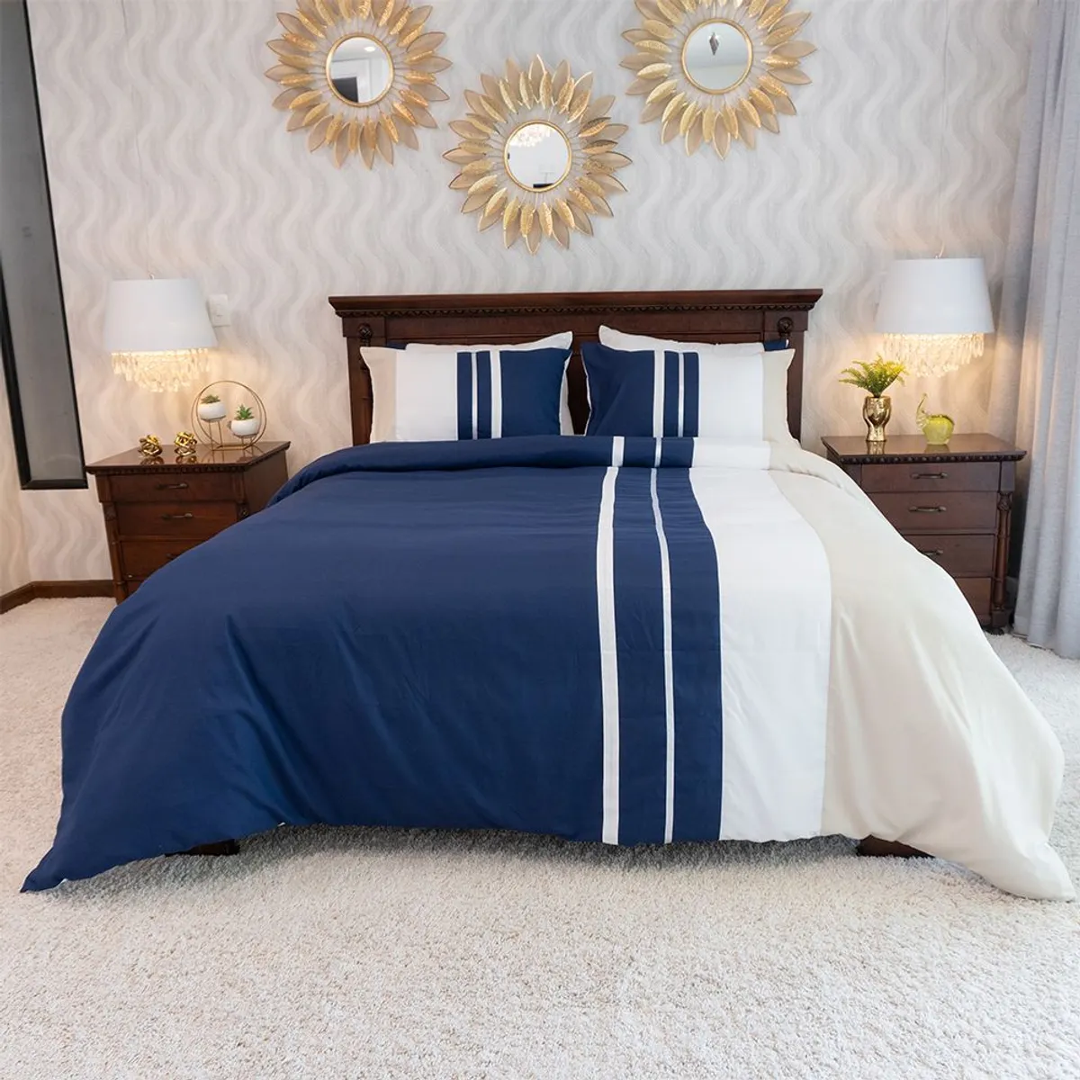 AMARE HOME - Duvet Cover Zafiro- Colección Ilusión 6 Piezas Semidoble.