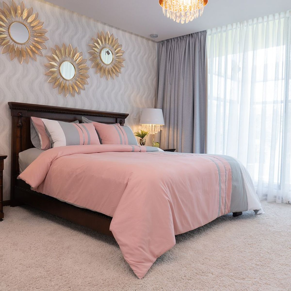 AMARE HOME - Duvet Cover Rose - Colección Ilusión 6 Piezas King.