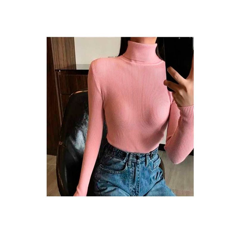 SYK - Buzo Cuello Tortuga Para Mujer Rosado.