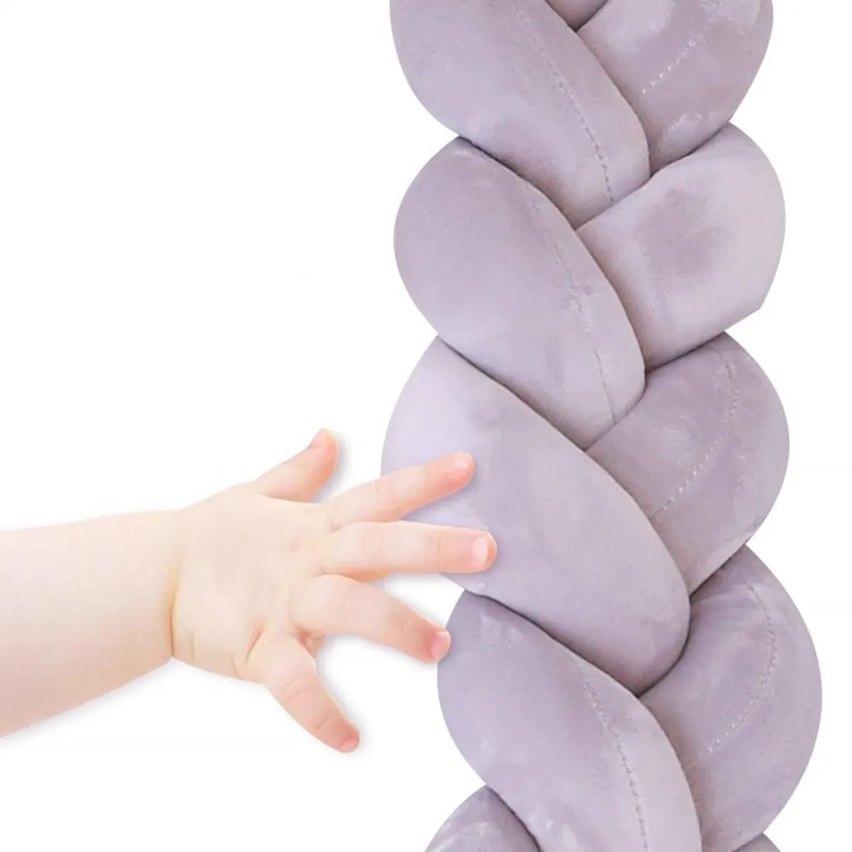 BANZAY - Cojin Protector para Cuna Trenza 2 metros - Gris