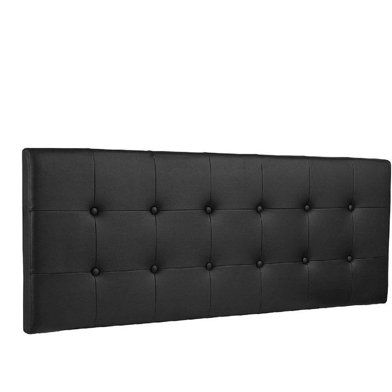 BANZAY - Cabecero Cama Doble Cuadros Ecocuero - Negro