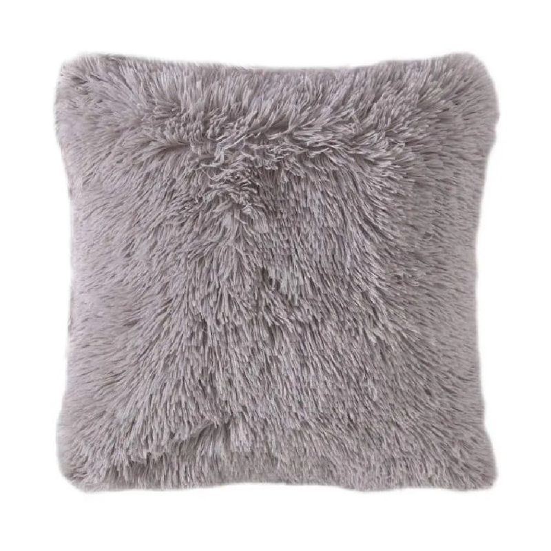 BANZAY - Cojín Decorativo Peludo 40x40 - Gris Claro