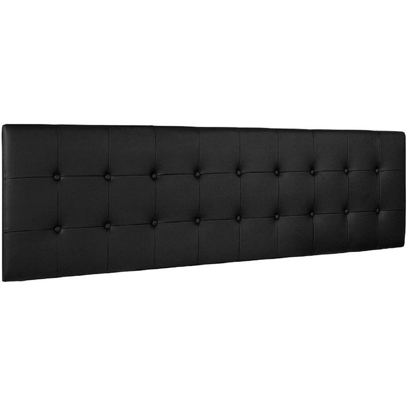 BANZAY - Cabecero Cama King Cuadros Ecocuero - Negro
