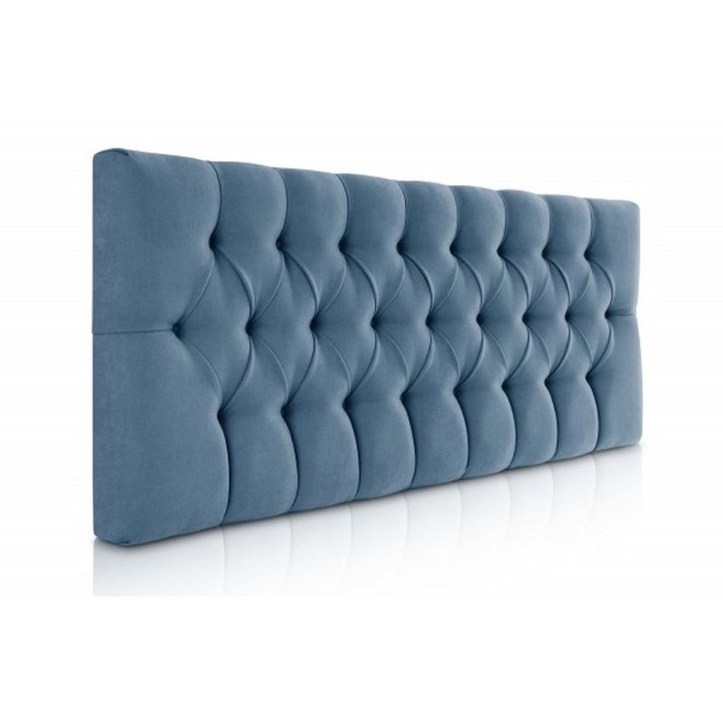 BANZAY - Cabecero Cama Semi-Doble Capitoneado Tela - Azul Petroleo