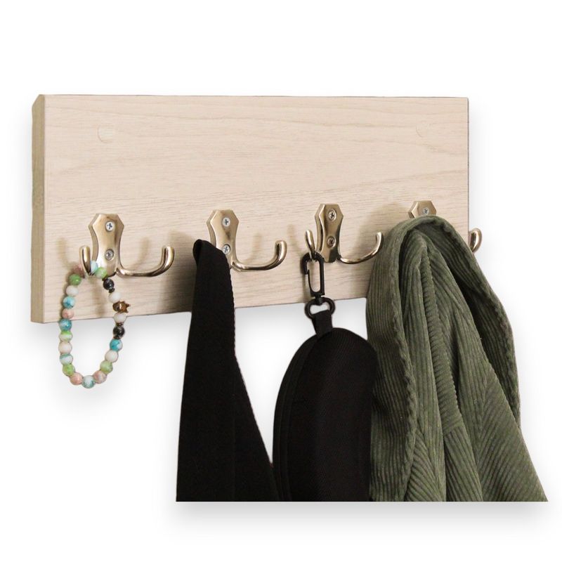 BANZAY - Perchero de Pared 4 Ganchos Dobles - Blanco