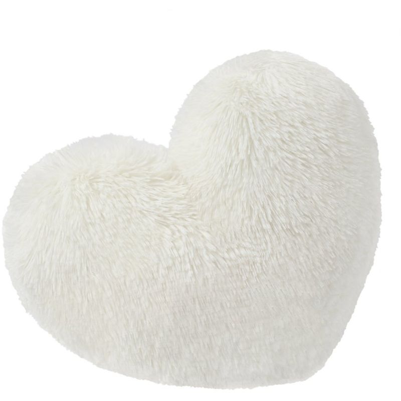 BANZAY - Cojín Decorativo Peludo Corazón - Marfil