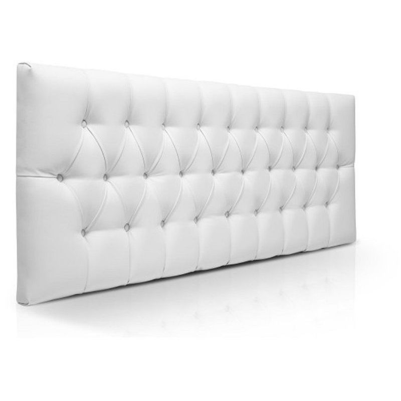 BANZAY - Cabecero Cama Sencilla Capitoneado Ecocuero - Blanco