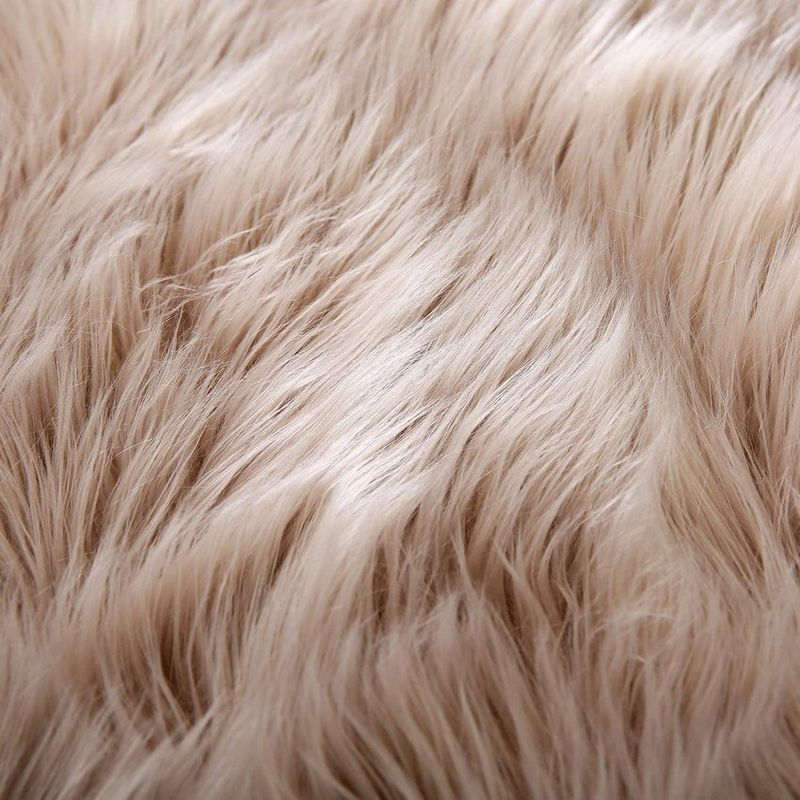 BANZAY - Tapete Antideslizante Peludo 100 cm Redondo - Crema