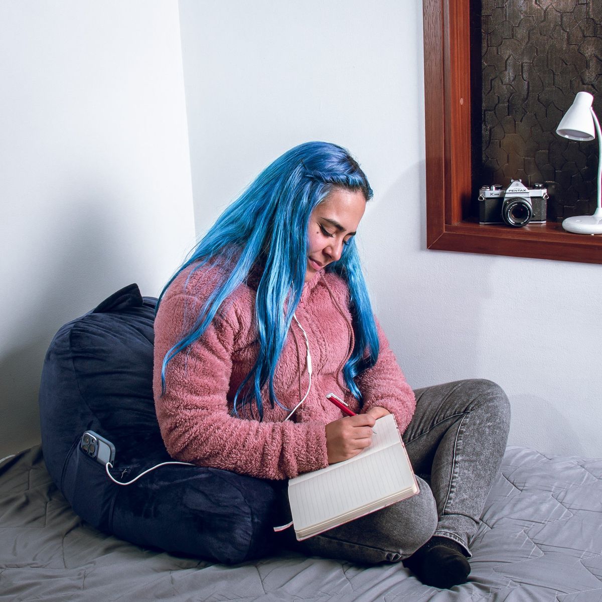 BANZAY - Cojín Anatómico Para TV y Lectura - Azul