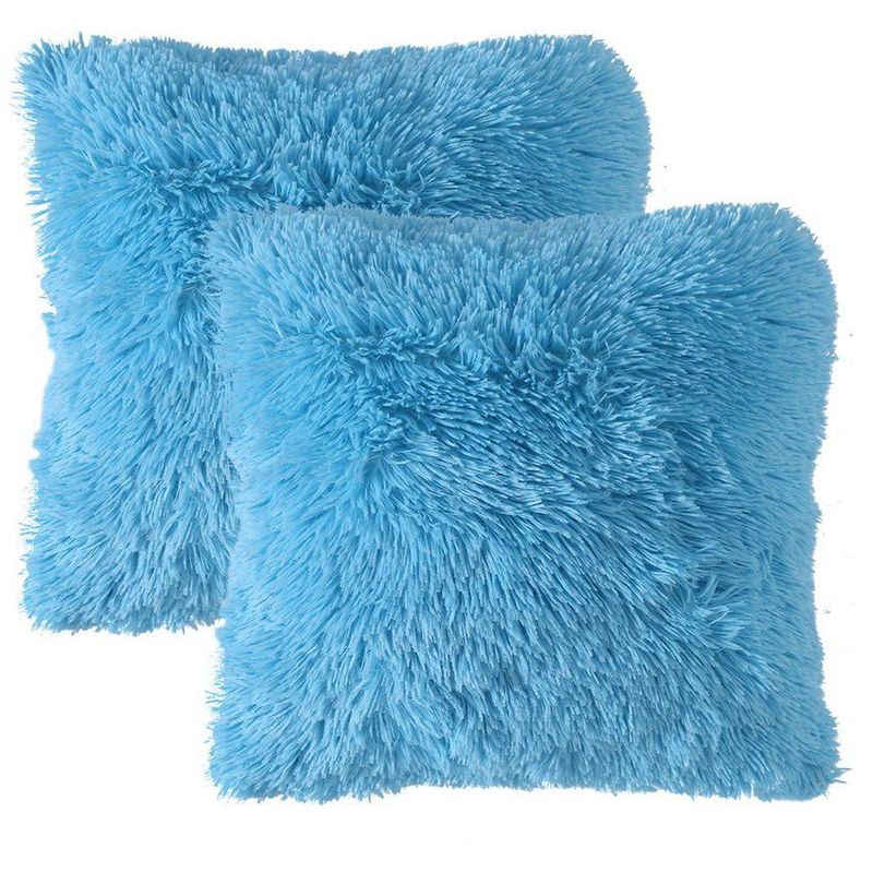 BANZAY - Kit x 2 Fundas Cojines Péludo - Azul Claro