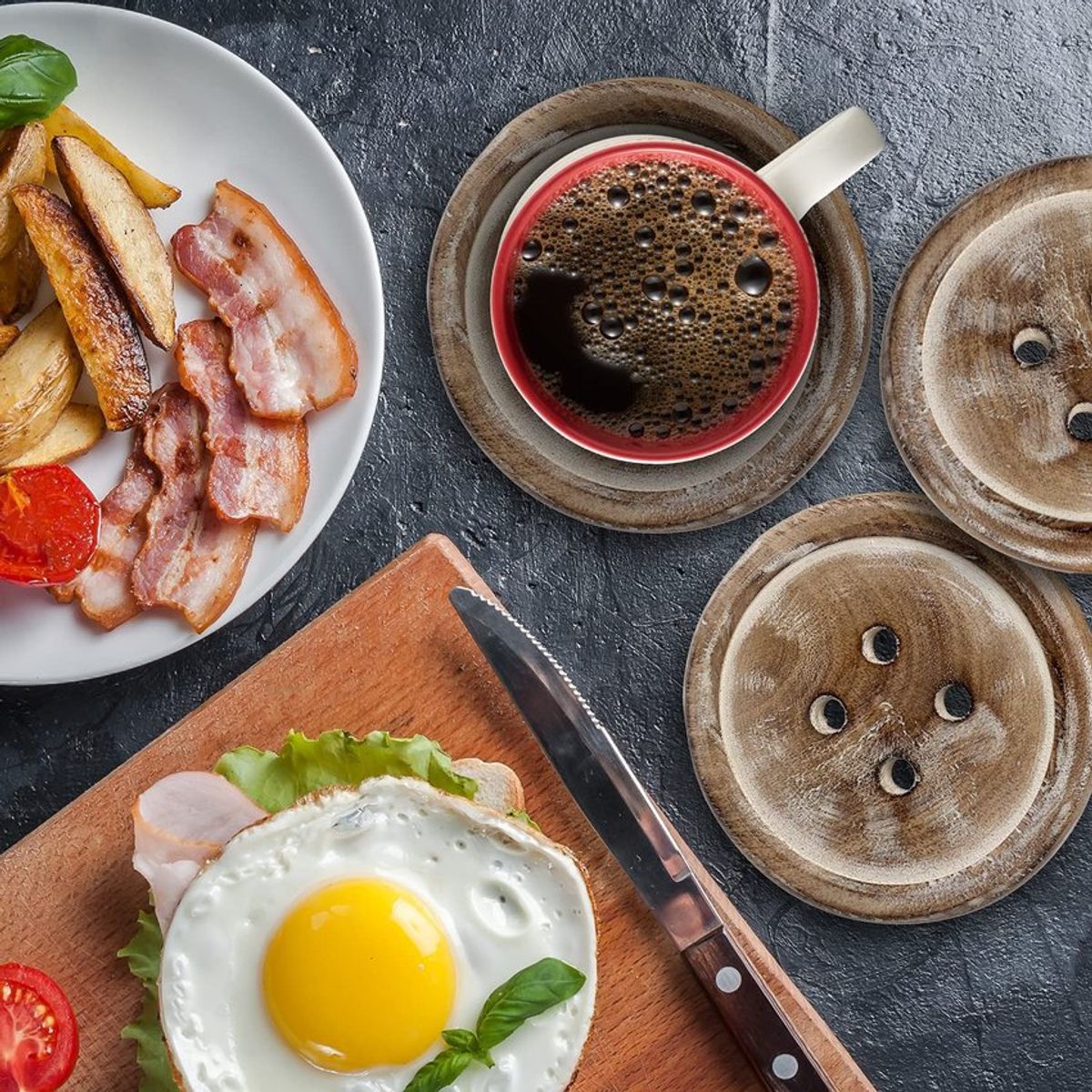 BANZAY - Portavasos Botón Madera Vintage