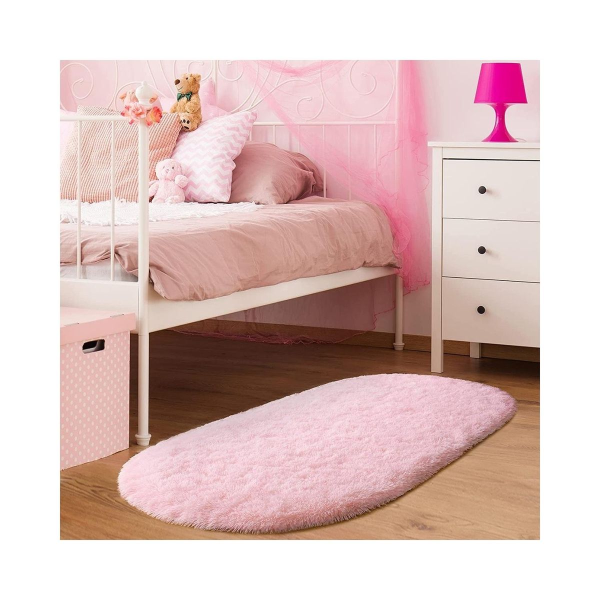 BANZAY - Tapete Pie de Cama Ovalado - Rosa