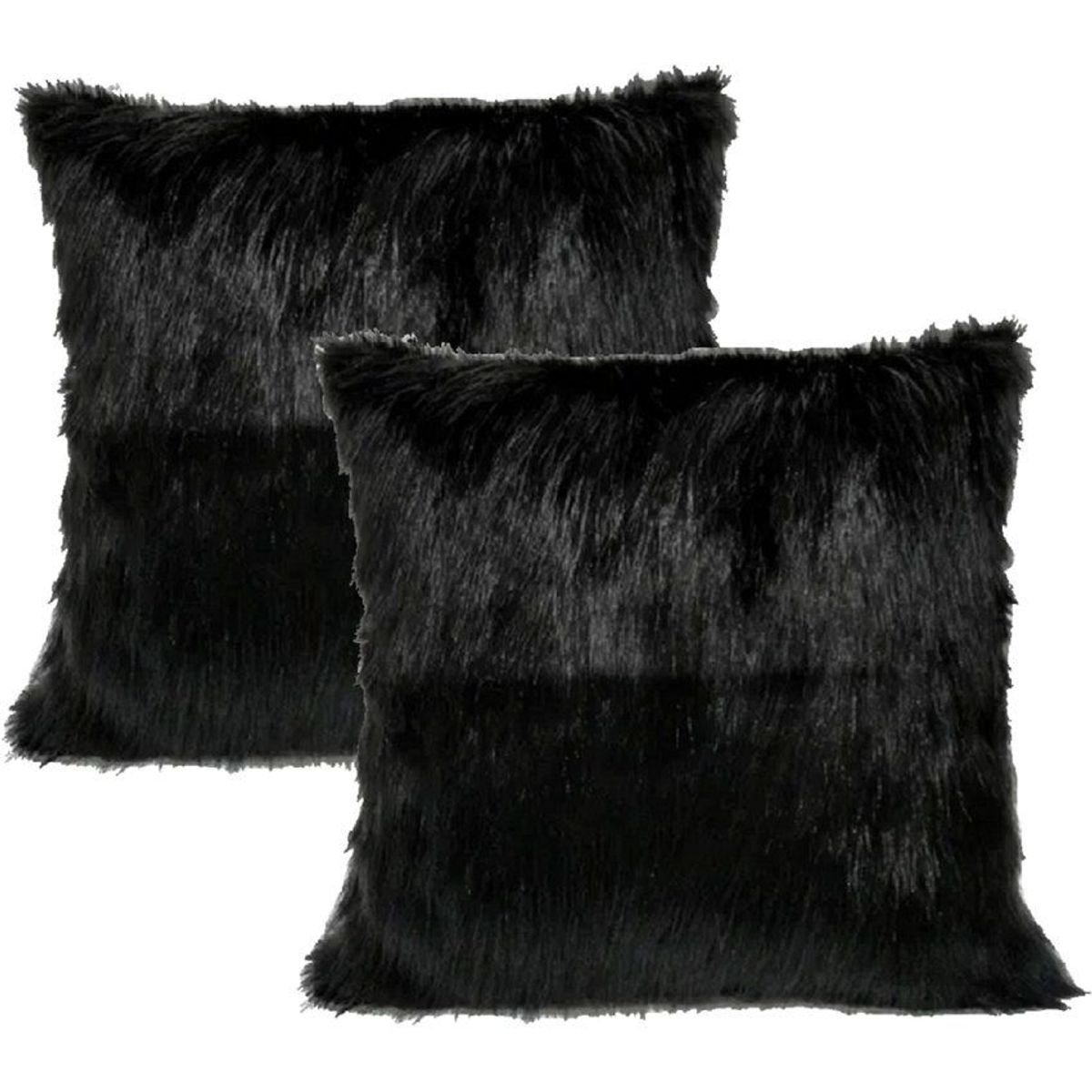 BANZAY - Kit x 2 fundas cojines peluche largo - negro
