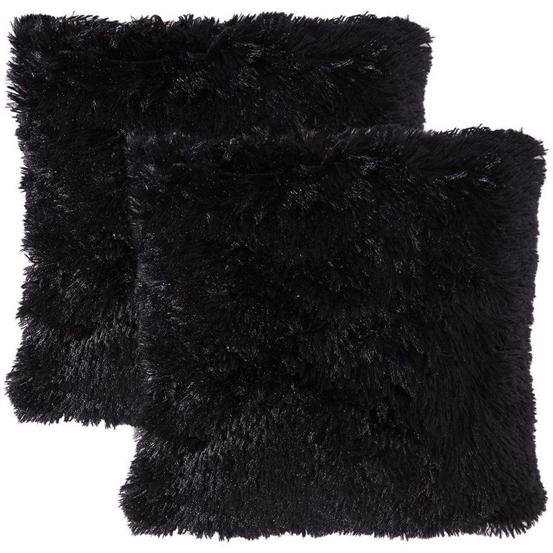 BANZAY - Kit x 2 Fundas Cojines Péludos - Negro