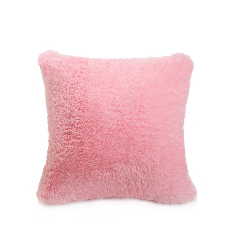 BANZAY - Cojín Decorativo Peludo 40x40 - Rosado