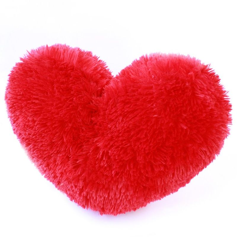 BANZAY - Cojín Decorativo Peludo Corazón - Rojo