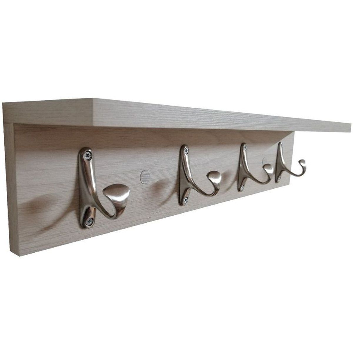 BANZAY - Perchero de Pared con Repisa 4 Ganchos - Blanco Kallio