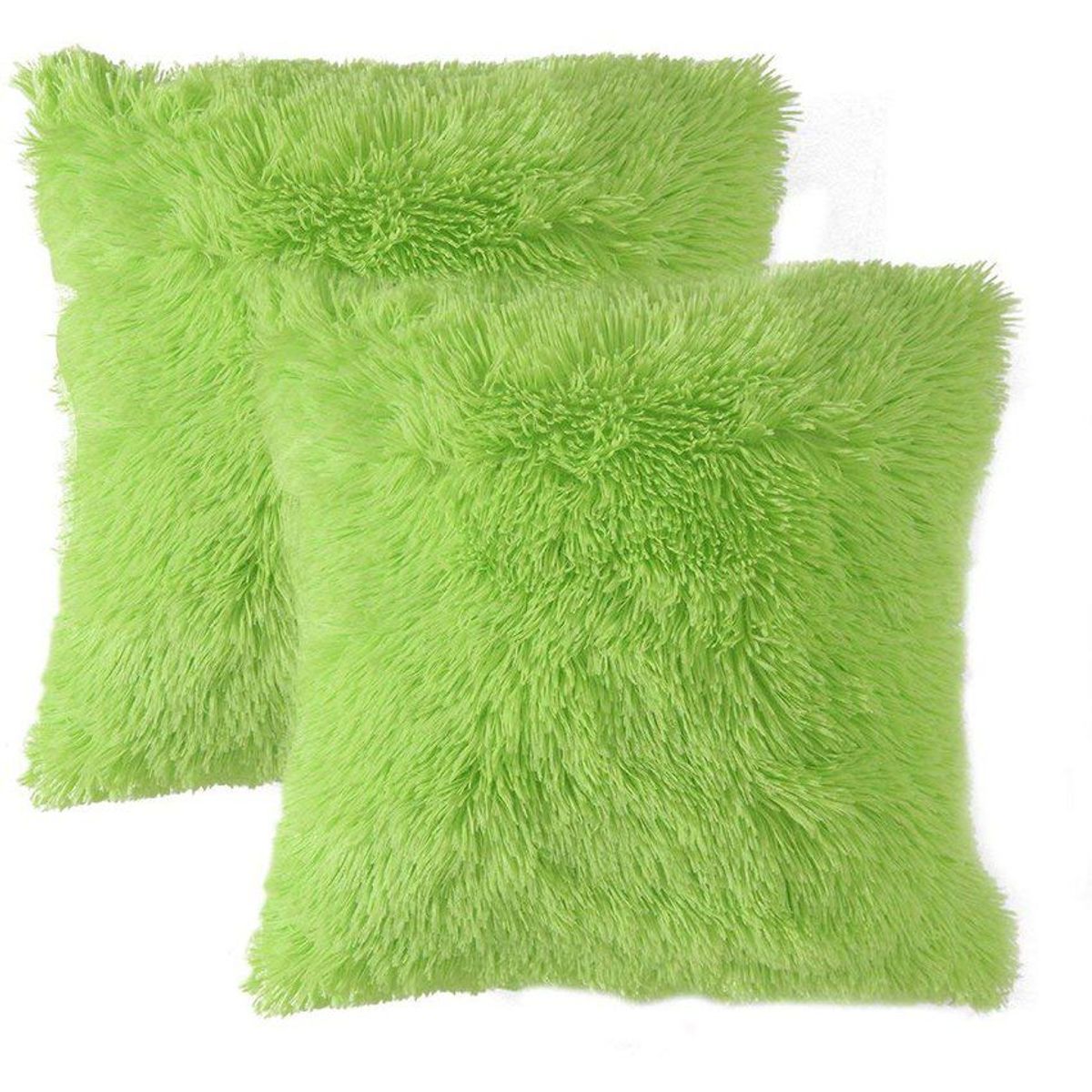 BANZAY - Kit x 2 Fundas Cojines Péludos - Verde Limón