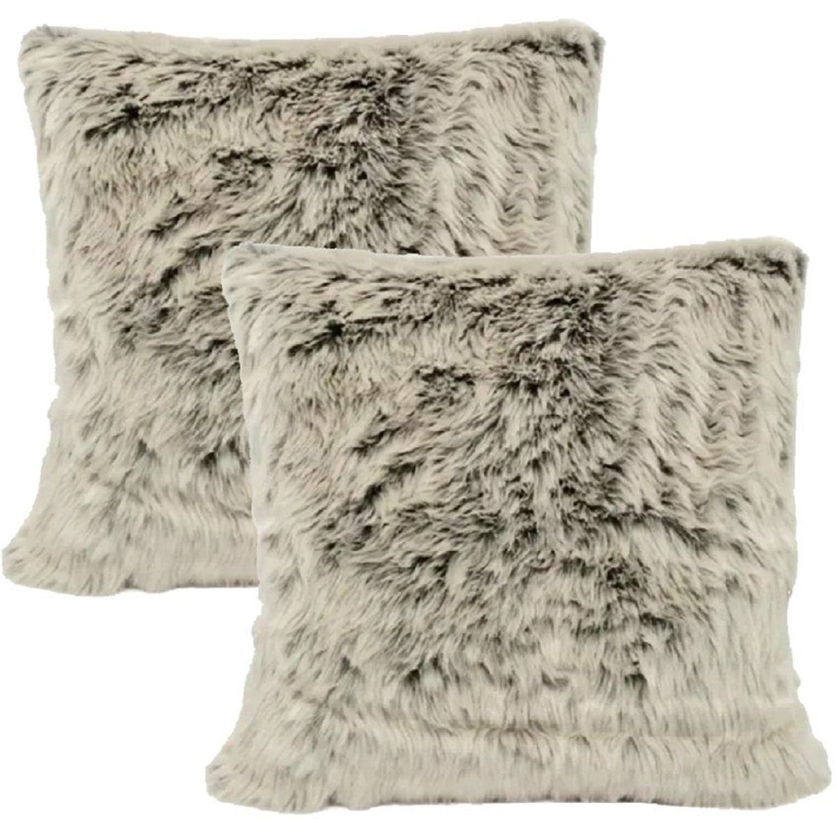 BANZAY - Kit x 2 fundas cojines peluche largo café matizado