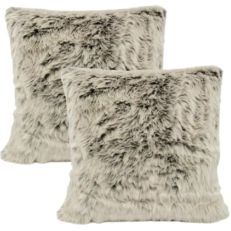 BANZAY - Kit x 2 fundas cojines peluche largo café matizado