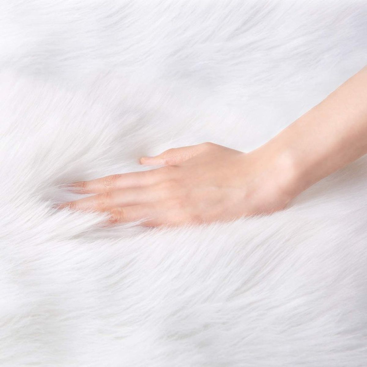 BANZAY - Tapete Antideslizante Peludo 100 cm Redondo - Blanco