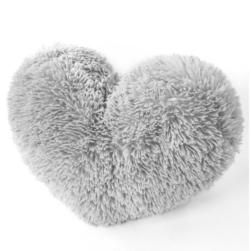 BANZAY - Cojín Decorativo Peludo Corazón - Gris Claro