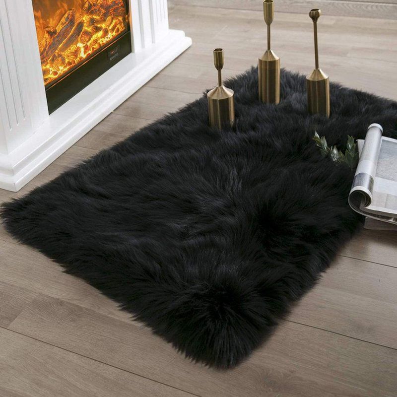 BANZAY - Tapete pie de cama antideslizante 110x60 - Negro