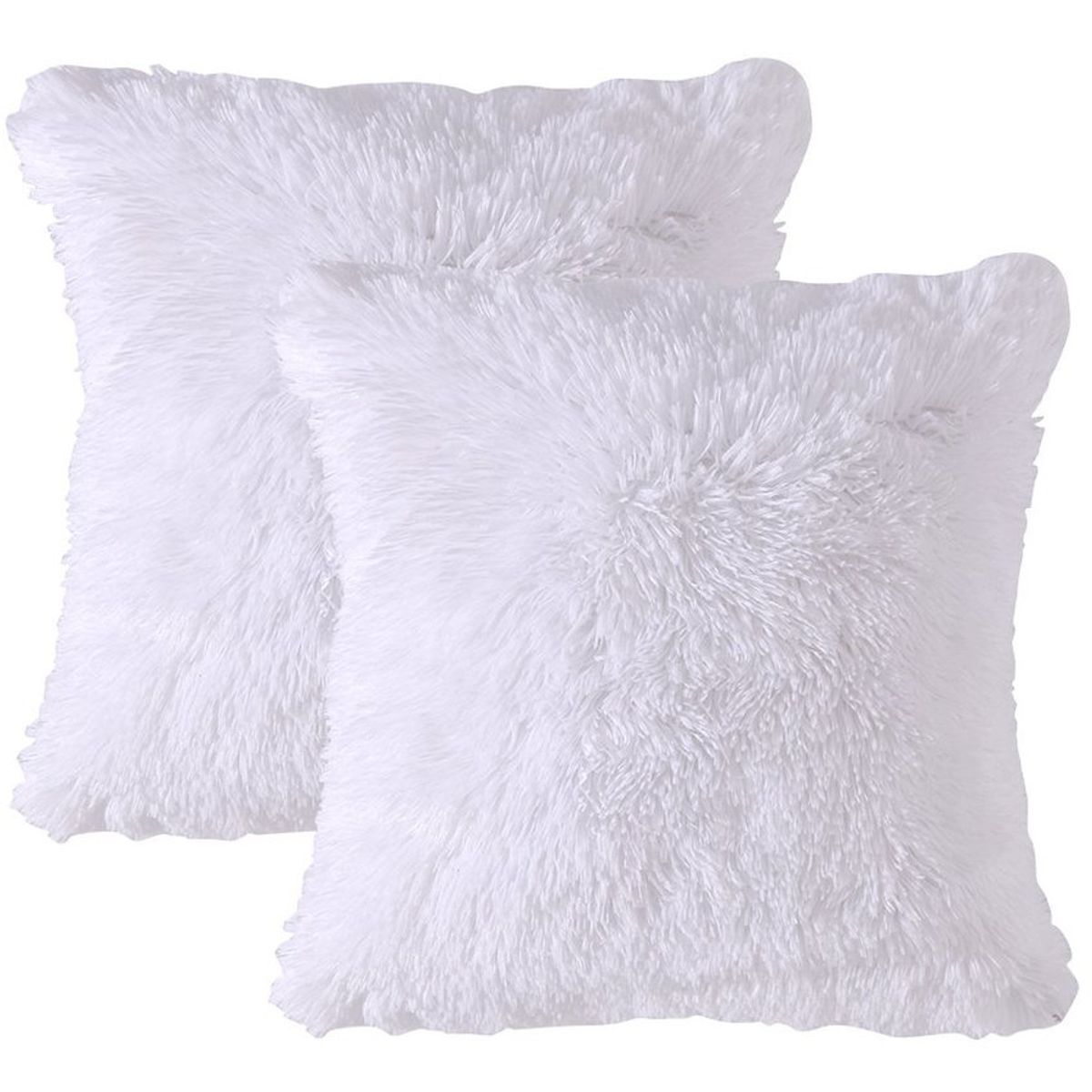 BANZAY - Cojín Decorativo Peludo 40x40 - Blanco