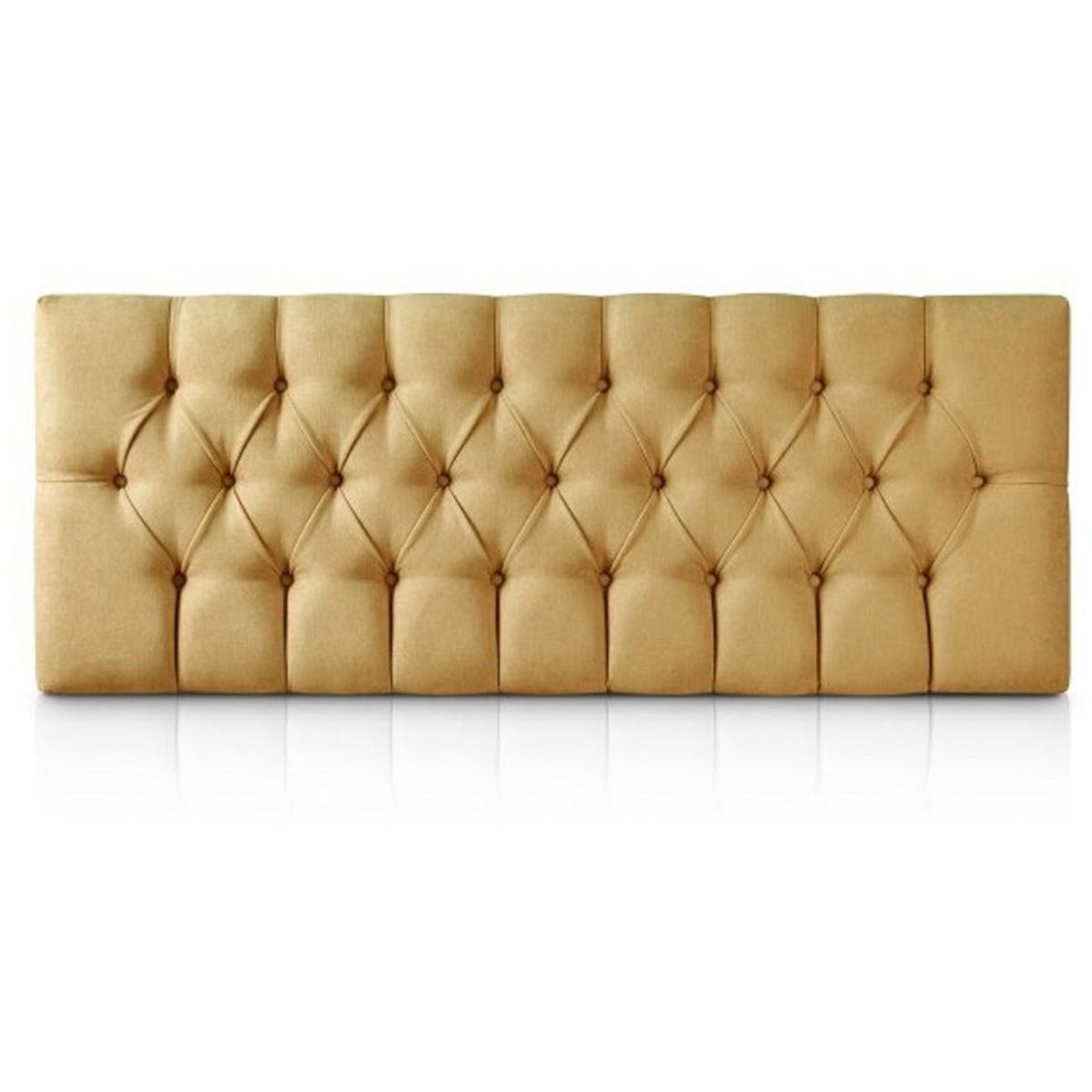 BANZAY - Cabecero Cama Doble Capitoneado Tela - Mostaza