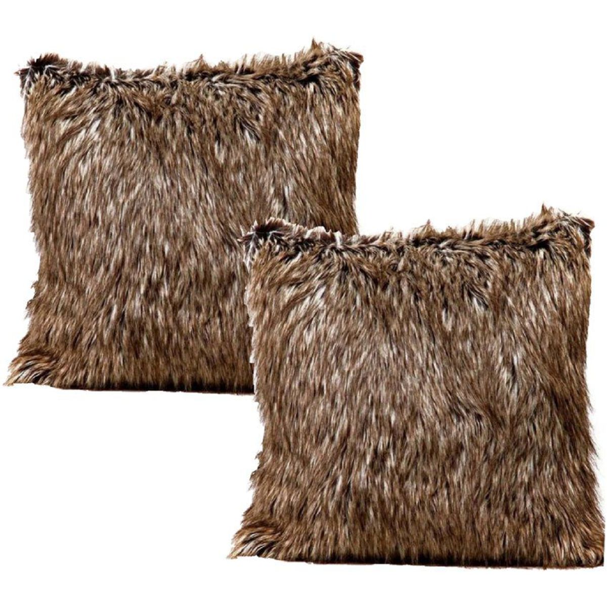 BANZAY - Kit x 2 fundas cojines peluche largo - taupe