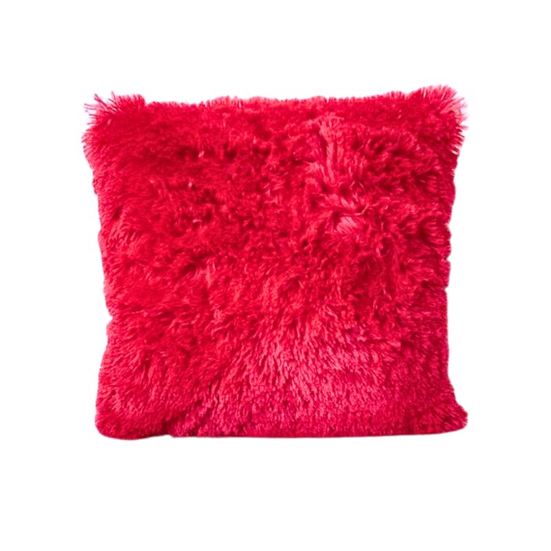 BANZAY - Cojín Decorativo Peludo 40x40 - Rojo