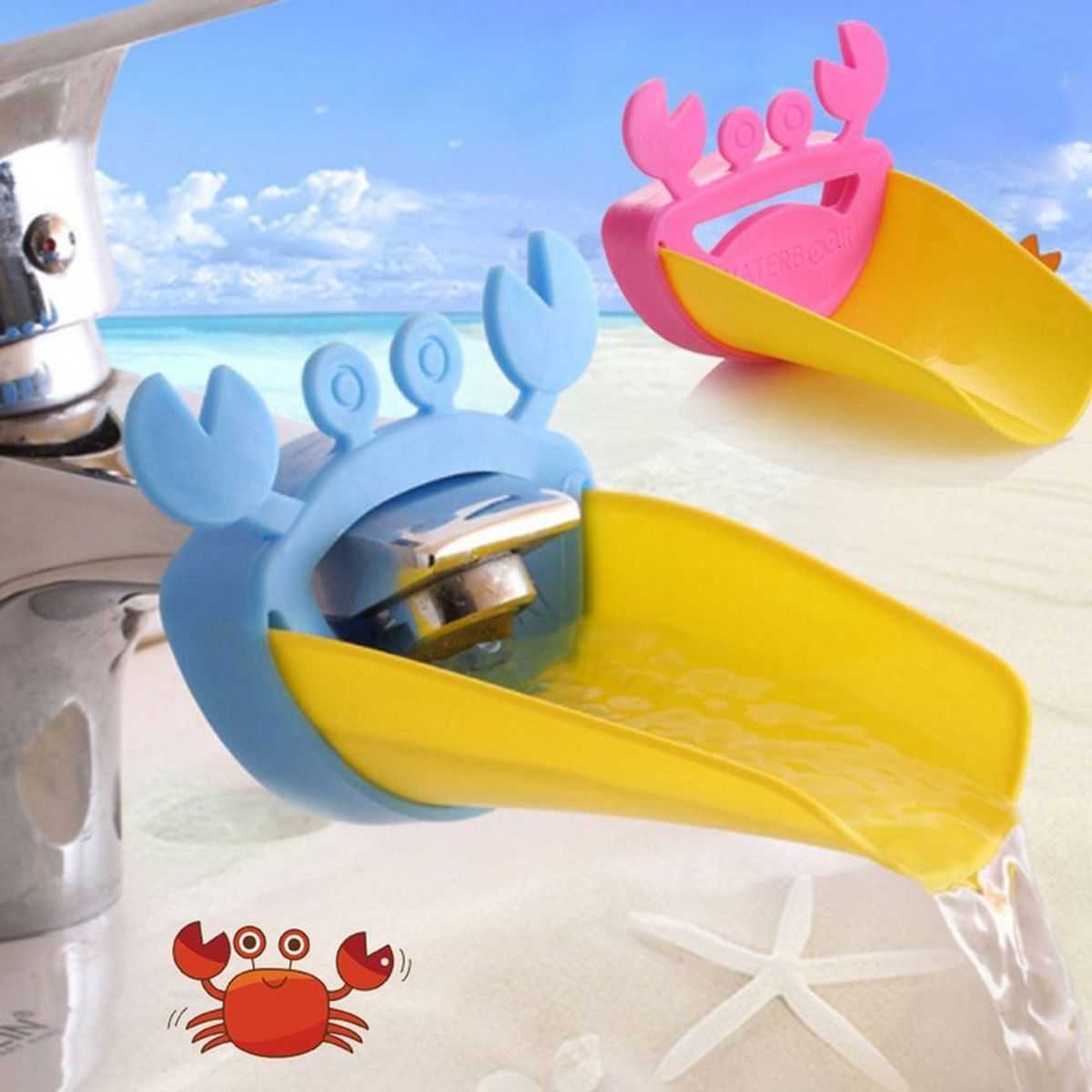 ENFANT'ASY - Extensor de grifo diseño cangrejo azul y amarillo