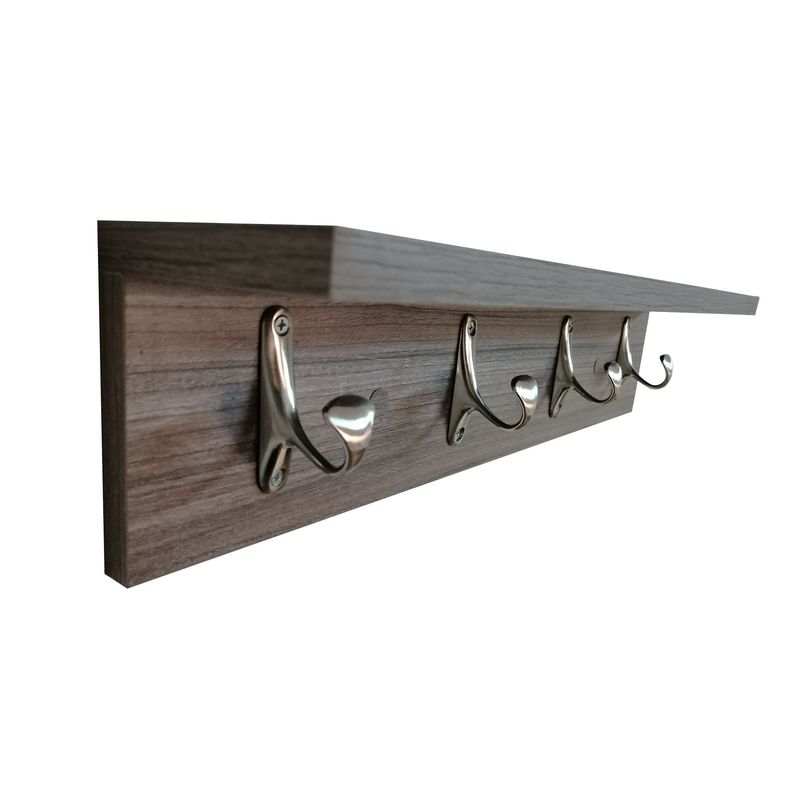 BANZAY - Perchero de Pared con Repisa 4 Ganchos - Gris