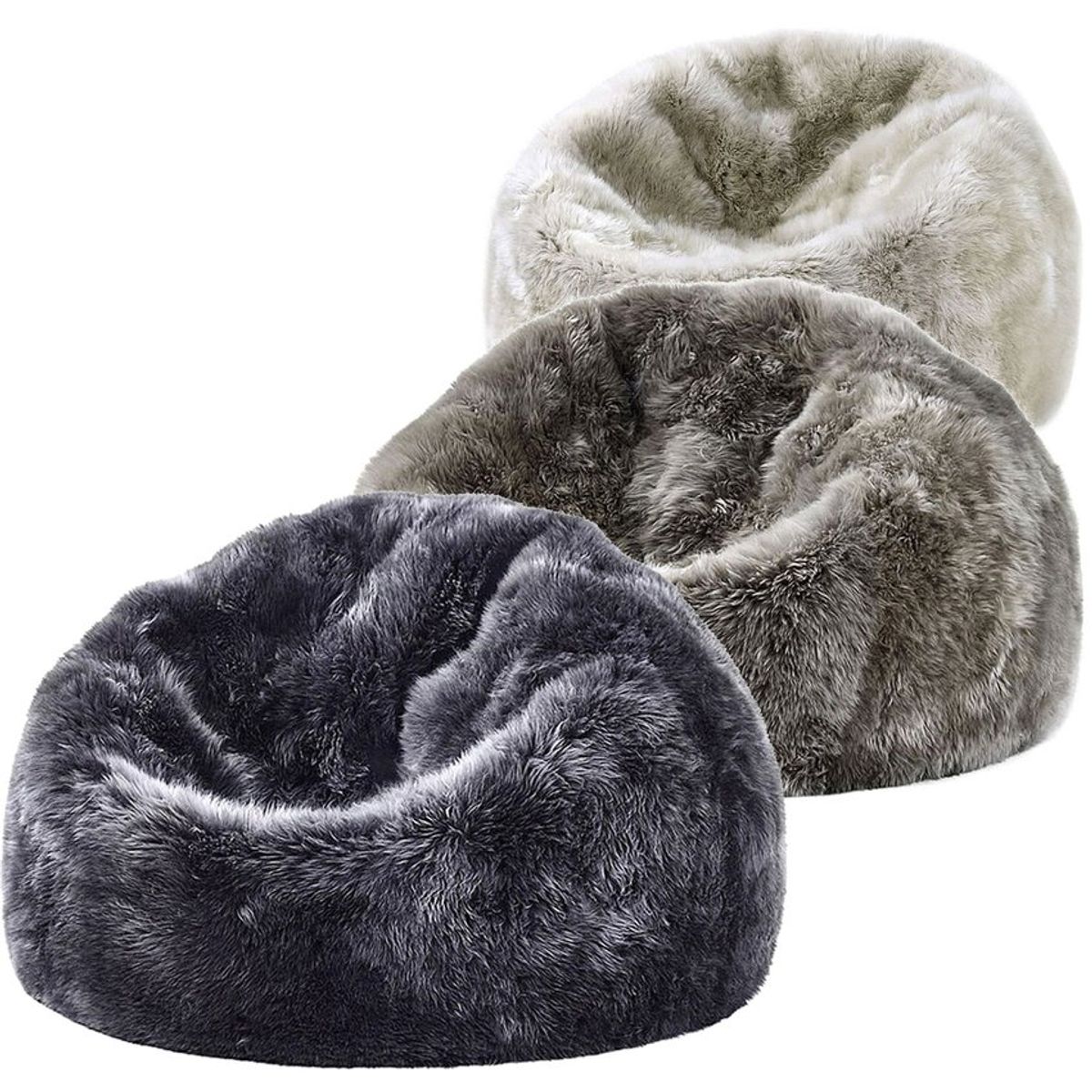 BANZAY - Puff pera gigante peludo peluche Banzay - gris matizado