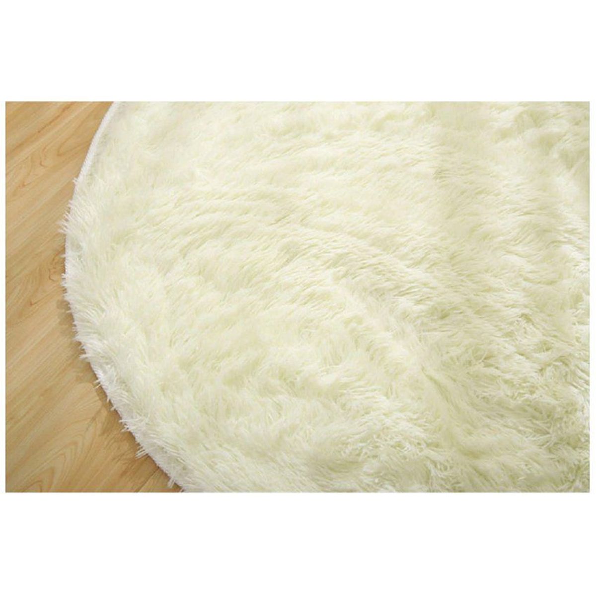 BANZAY - Tapete Peludo Redondo 80 - Marfil