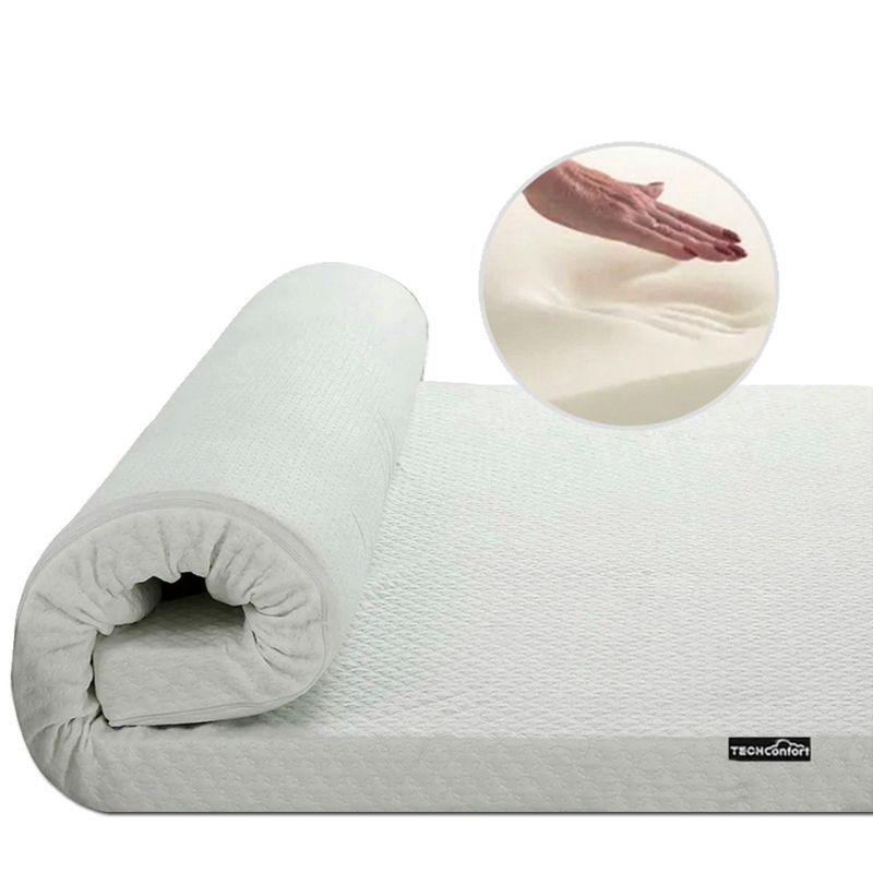 TECHCONFORT - Sobrecolchon Topper en viscoelástica memory tamaño sencillo 100x190cm