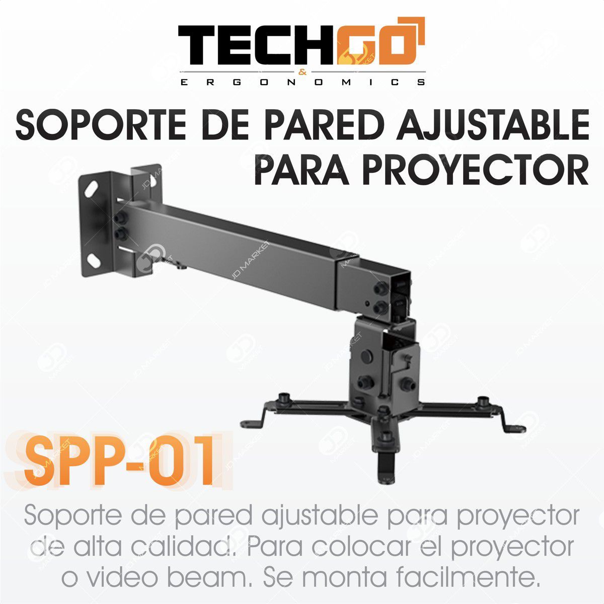 GENERICO - Soporte Video Beam Proyector para ParedTecho TECHGO SPP-01 Negro