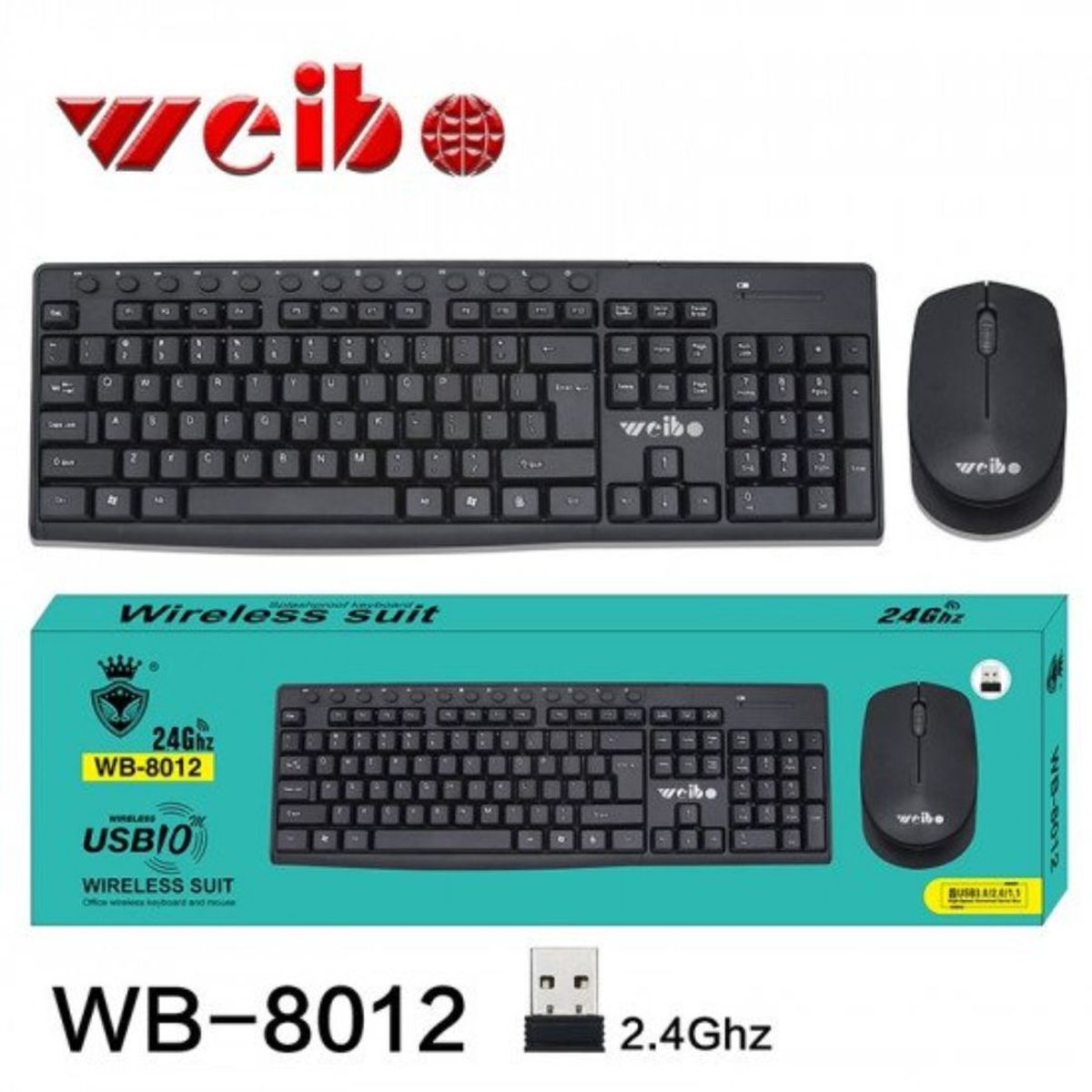 WEIBO - Combo Teclado Inalambrico Receptor Usb Weibo 8012