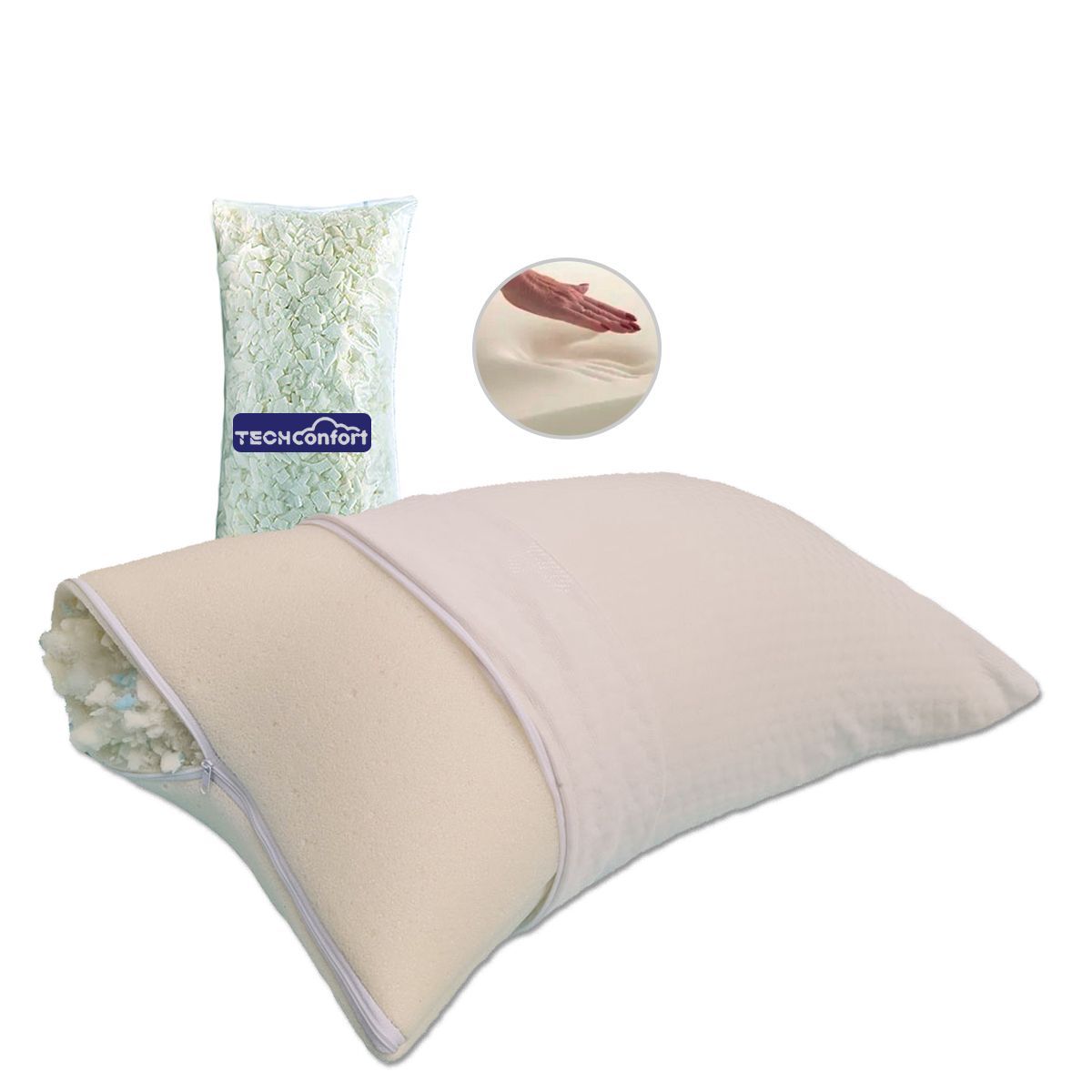 TECHCONFORT - Almohada Ajustable viscoelástica memory particulado personalizable