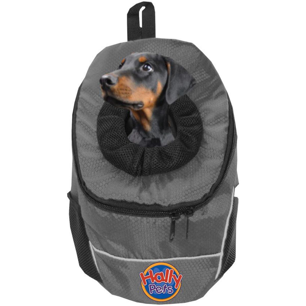HALLY PET - Morral cargador ventana mediano 28 cm x 37 cm x 17 cm gris